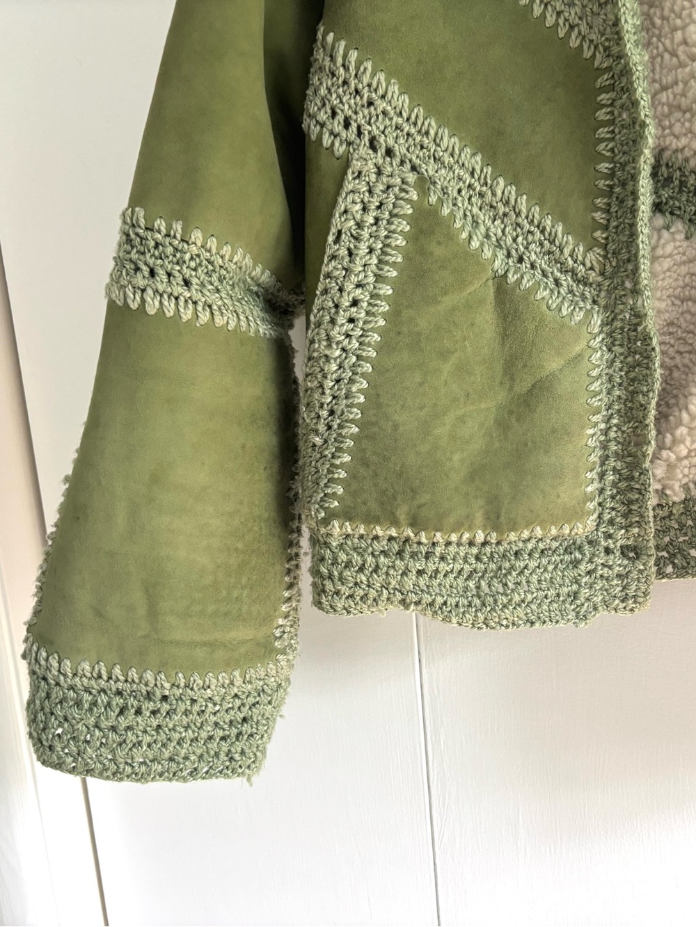 Free People Green Suede Adele Crochet Jacket Size Small - Picture 6 of 14